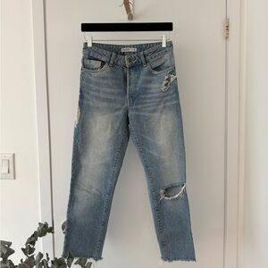 Distressed Blue 3/4 length Jeans
